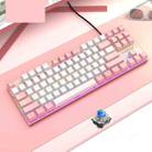 FOREV FV-301 87-keys Blue Axis Mechanical Gaming Keyboard, Cable Length: 1.6m(Pink + White) - 1