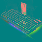 ZGB G700 104 Keys USB Wired Mechanical Feel Glowing Metal Panel Suspension Gaming Keyboard with Phone Holder(Black) - 1