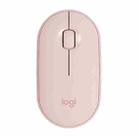 Logitech Pebble Cobblestone Shape Thin 3-keys 1000DPI Mute Wireless Bluetooth Optical Mouse, Wireless Range: 10m (Pink) - 1