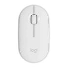 Logitech Pebble Cobblestone Shape Thin 3-keys 1000DPI Mute Wireless Bluetooth Optical Mouse, Wireless Range: 10m (White) - 1