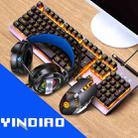 YINDIAO K002 USB Wired Mechanical Feel Orange Backlight Keyboard + Optical Mouse + Headset Set(Black) - 1