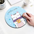 Coffee Cat Pattern Circular Mouse Pad, Diameter: 22cm - 1