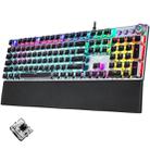 AULA F2088 108 Keys Mixed Light Plating Punk Mechanical Black Switch Wired USB Gaming Keyboard with Metal Button(Silver) - 1