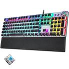 AULA F2088 108 Keys Mixed Light Plating Punk Mechanical Blue Switch Wired USB Gaming Keyboard with Metal Button(Silver) - 1