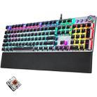 AULA F2088 108 Keys Mixed Light Plating Punk Mechanical Brown Switch Wired USB Gaming Keyboard with Metal Button(Silver) - 1