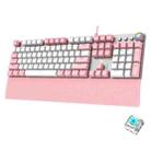 AULA F2088 PBT Keycap 108 Keys White Backlight Mechanical Blue Switch Wired Gaming Keyboard(Pink + White) - 1