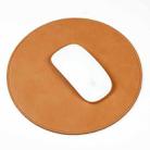 Microfiber Crazy Horse Texture Circular Waterproof Mouse Pad(Light Brown) - 1