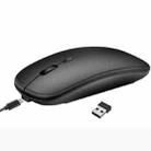 HXSJ M90 2.4GHz Ultrathin Mute Rechargeable Dual Mode Wireless Bluetooth Notebook PC Mouse(Black) - 1