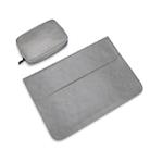 PU01S PU Leather Horizontal Invisible Magnetic Buckle Laptop Inner Bag for 14.1 inch laptops, with Small Bag (Grey) - 1