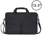 13.3 inch Breathable Wear-resistant Fashion Business Shoulder Handheld Zipper Laptop Bag with Shoulder Strap (Black) - 1