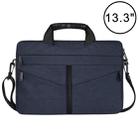 13.3 inch Breathable Wear-resistant Fashion Business Shoulder Handheld Zipper Laptop Bag with Shoulder Strap (Navy Blue) - 1