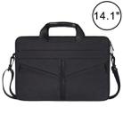 14.1 inch Breathable Wear-resistant Fashion Business Shoulder Handheld Zipper Laptop Bag with Shoulder Strap (Black) - 1