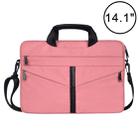 14.1 inch Breathable Wear-resistant Fashion Business Shoulder Handheld Zipper Laptop Bag with Shoulder Strap (Pink) - 1