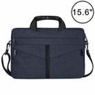 15.6 inch Breathable Wear-resistant Fashion Business Shoulder Handheld Zipper Laptop Bag with Shoulder Strap (Navy Blue) - 1