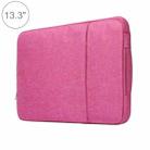13.3 inch Universal Fashion Soft Laptop Denim Bags Portable Zipper Notebook Laptop Case Pouch for MacBook Air / Pro, Lenovo and other Laptops, Size: 35.5x26.5x2cm (Magenta) - 1