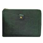 Universal Genuine Leather Business Zipper Laptop Tablet Bag For 13 inch and Below(Green) - 1