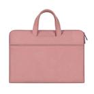 ST06 Waterproof PU Leather Zipper Hidden Portable Strap One-shoulder Handbag for 13.3 inch Laptops, with Suitcase Belt(Pink) - 1