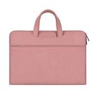 ST06 Waterproof PU Leather Zipper Hidden Portable Strap One-shoulder Handbag for 15.6 inch Laptops, with Suitcase Belt (Pink) - 1