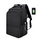 Polyester Waterproof Laptop Backpack for Below 15 inch Laptops, with USB Interface Trunk Trolley Strap(Black) - 1