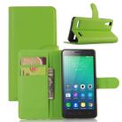 Litchi Texture Horizontal Flip Leather Case for Lenovo A6010 & A6000 Plus, with Wallet & Holder & Card Slots (Green) - 1