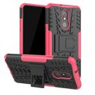 Tire Texture TPU+PC Shockproof Case for LG Q Stylo 5, with Holder(Pink) - 1