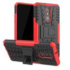 Tire Texture TPU+PC Shockproof Case for LG Q Stylo 5, with Holder(Red) - 1