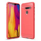 Brushed Texture Carbon Fiber Shockproof TPU Case for LG G8 ThinQ (Red) - 1