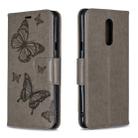 Two Butterflies Embossing Pattern Horizontal Flip Leather Case for LG Q Stylo 5, with Holder & Card Slots & Wallet(Grey) - 1