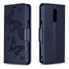 Two Butterflies Embossing Pattern Horizontal Flip Leather Case for LG Q Stylo 5, with Holder & Card Slots & Wallet(Blue) - 1