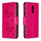Two Butterflies Embossing Pattern Horizontal Flip Leather Case for LG Q Stylo 5, with Holder & Card Slots & Wallet(Red) - 1