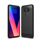 Brushed Texture Carbon Fiber Shockproof TPU Case for LG V40 ThinQ (Black) - 1