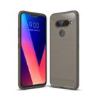 Brushed Texture Carbon Fiber Shockproof TPU Case for LG V40 ThinQ (Grey) - 1