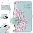 For LG K8 (2017) (EU Version) Sakura Flower Pattern Horizontal Flip Leather Case with Holder & Card Slots & Pearl Flower Ornament & Chain - 1