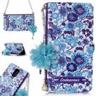 For LG K8 (2017) (EU Version) Blue and White Porcelain Pattern Horizontal Flip Leather Case with Holder & Card Slots & Pearl Flower Ornament & Chain - 1