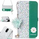 For LG K10 (2017) (EU Version) Orchid Flower Pattern Horizontal Flip Leather Case with Holder & Card Slots & Pearl Flower Ornament & Chain - 1
