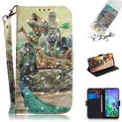 3D Painting Zoo Pattern Coloured Drawing Horizontal Flip Leather Case for LG Q60, with Holder & Card Slots & Wallet - 1