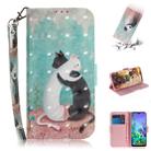 3D Painting Black White Cat Pattern Coloured Drawing Horizontal Flip Leather Case for LG Q60, with Holder & Card Slots & Wallet - 1