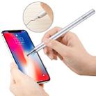 2 in 1 Stationery Writing Tools Metal Ballpoint Pen Capacitive Touch Screen Stylus Pen for Phones, Tablets (Silver) - 1