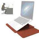 4 in 1 Universal Waterproof PU Leather Laptop Liner Bag with Handle & Stand & Pen Holder + 2 Winders + Mouse Bag + Charger Bag Set for 17 inch Laptops(Brown) - 1