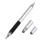 3 in 1 Universal Silicone Disc Nib Stylus Pen with Mobile Phone Writing Pen & Common Writing Pen Function (Silver) - 1