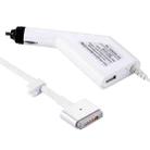 60W 16.5V 3.65A 5 Pin T Style MagSafe 2 Car Charger with 1 USB Port for Apple Macbook A1465 / A1502 / A1435 / MD212 / MD2123 / MD662, Length: 1.7m(White) - 1