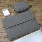 2 in 1 Horizontal Matte Leather Laptop Inner Bag + Power Bag for MacBook 12 inch A1534 (2015 - 2017)(Dark Gray) - 1