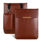 13.3 inch Laptop 2 in 1 PU Leather Sleeve Liner Bag with Mouse Storage Bag(Brown) - 1