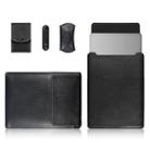 4 in 1 Laptop PU Leather Bag + Power Bag + Cable Tie + Mouse Bag for MacBook 15 inch (Black) - 1