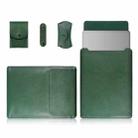 4 in 1 Laptop PU Leather Bag + Power Bag + Cable Tie + Mouse Bag for MacBook 15 inch (Green) - 1