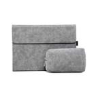 For Microsoft Surface Pro 7 / 7+ South African Sheepskin Magnetic Horizontal Flip Leather Case + Power Supply Bag with Pen Slot & Holder (Grey) - 1