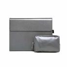 For Microsoft Surface Pro 7 / 7+ Microfiber Lambskin Texture Magnetic Horizontal Flip Leather Case + Power Supply Bag with Pen Slot & Holder (Grey) - 1