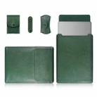 4 in 1 Laptop PU Leather Bag + Power Bag + Cable Tie + Mouse Bag for MacBook 11-12 inch(Green) - 1