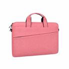 ST03S 14.1 inch Double Side Pockets Wearable Oxford Cloth Soft Handle Portable Laptop Tablet Bag(Pink) - 1