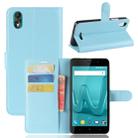 For Wiko Lenny4 Plus Litchi Texture Horizontal Flip Leather Case with Holder & Wallet & Card Slots (Blue) - 1
